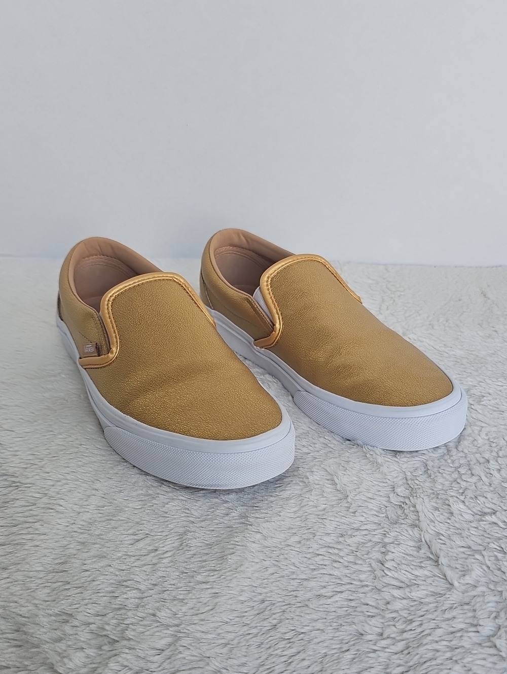 Vans Gold  Vans Classic Slip-On Metallic Gold Foil Leather Low Top Sneakers